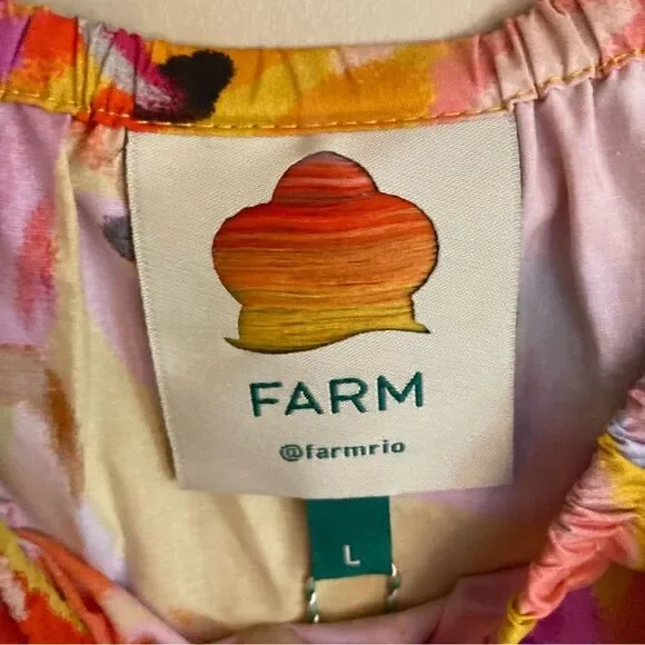 SOLD FARM Rio Neon Macaws Maxi Dress Beaded Tropical Bird Yellow Pink Size L - Picture 14 of 16